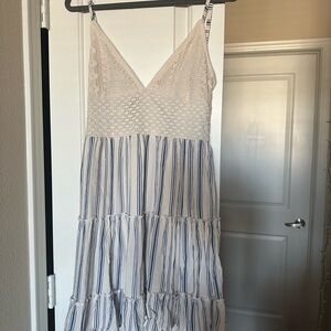 Almost Famous Lace and Striped Mini Dress